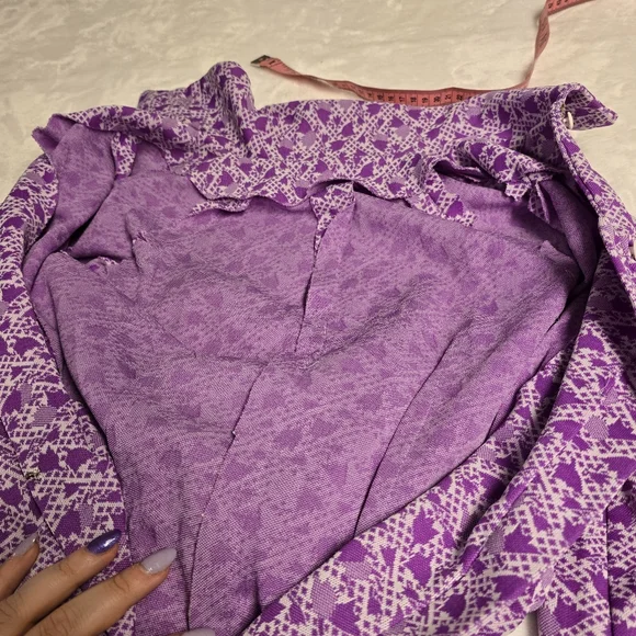 VTG 60's-70's Homemade Floral Geometric Long Sleeve Button Down Dress Sz S - Picture 10 of 14